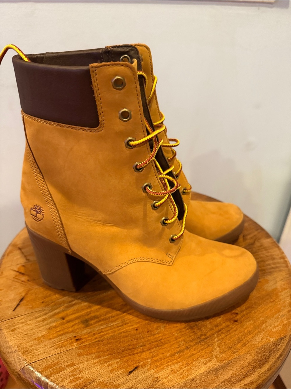 Timberland Women's Wheat Nubuck Lace-Up Heeled Ankle Boots